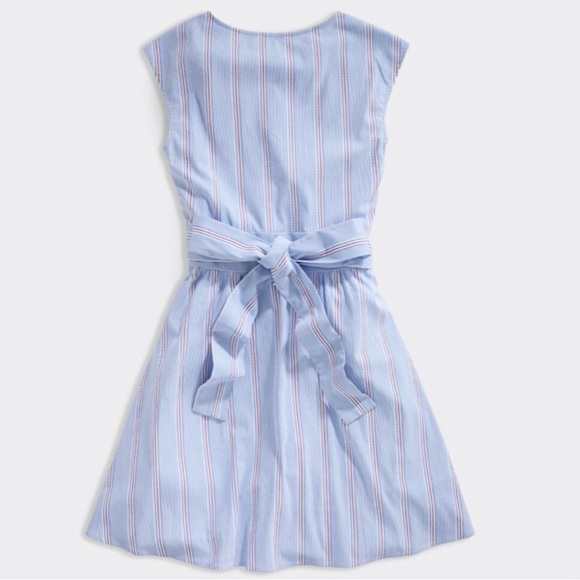 NWT VINEYARD VINES Striped Seersucker Tie Dress Bimini Blue - Picture 3 of 6